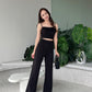 Rosy satin high waist pant in Black