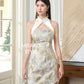 【万事如亿】Billionaire Embroidered Padded & Detachable Sleeve Mini Cheongsam Dress in Ash Beige 米灰色女装短款