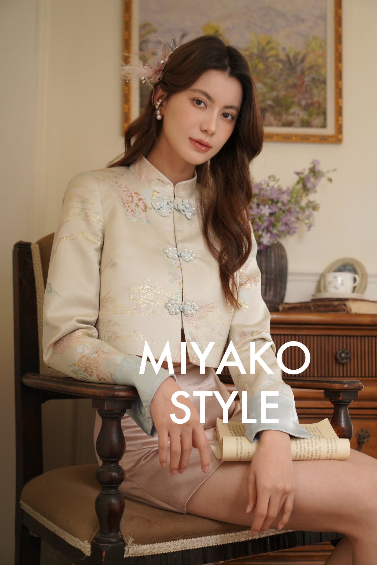 Kelly Embroided Long Sleeve Jacket in Ivory