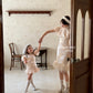 【孔雀开屏】Feather Cheongsam Little Girl Dress in Pink 香槟粉小女孩连身裙