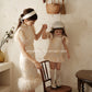 【孔雀开屏】Feather Cheongsam Little Girl Dress in Pink 香槟粉小女孩连身裙