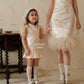 【孔雀开屏】Feather Cheongsam Little Girl Dress in Pink 香槟粉小女孩连身裙