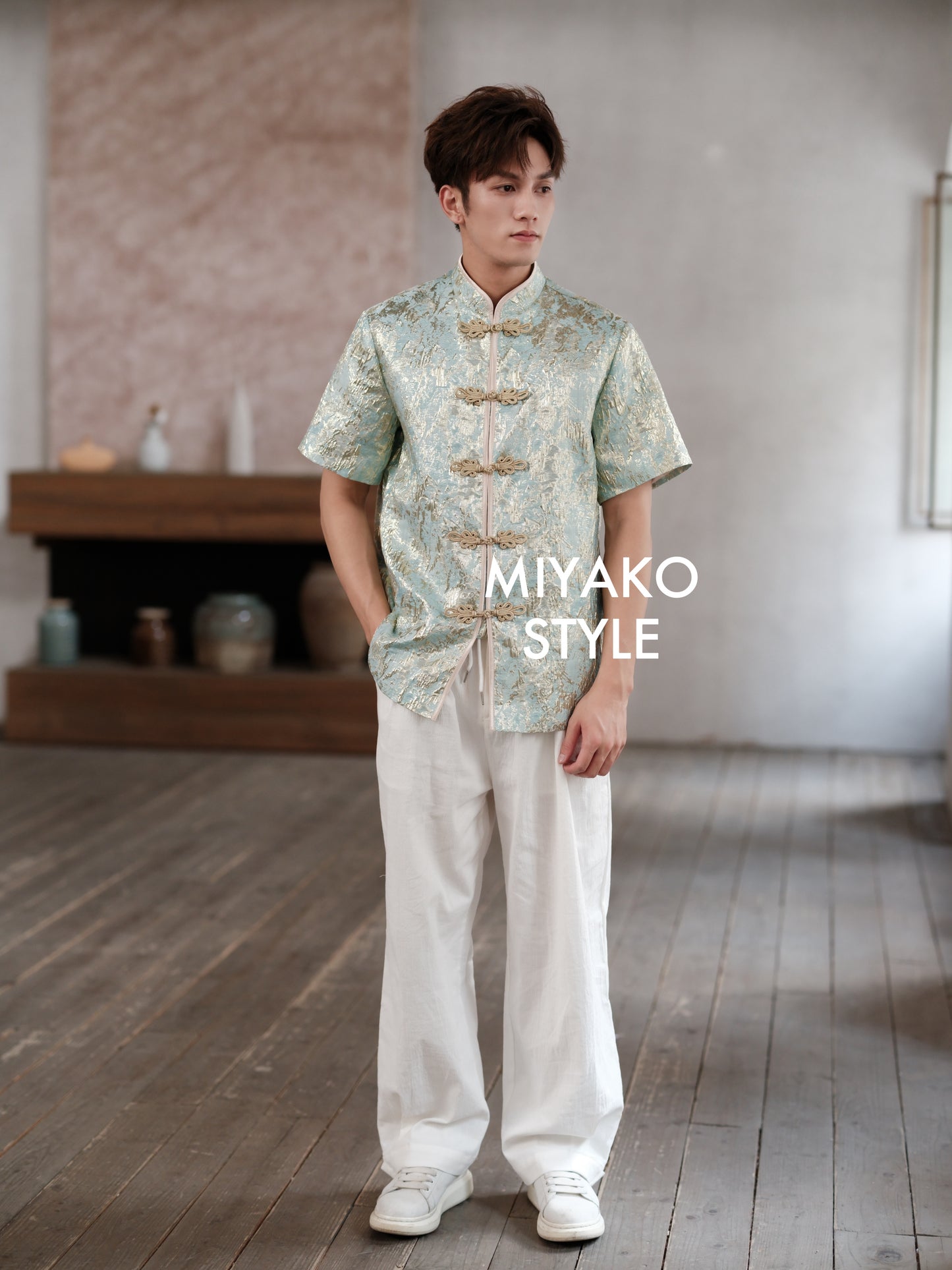 【星光熠熠】Glimmer Cheongsam Men Suit in Green 薄荷绿男唐装