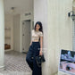 Anna Short Sleeve Crop Top in Beige