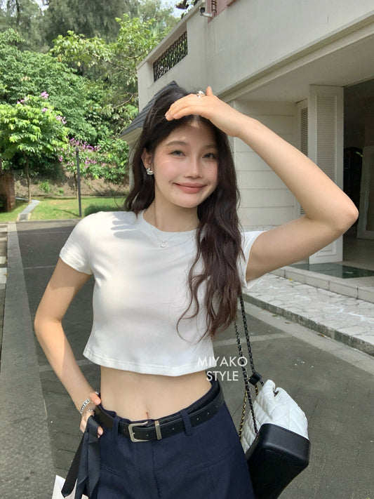 (DEFECT) Anna Short Sleeve Crop Top
