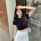 Anna Short Sleeve Crop Top in Black