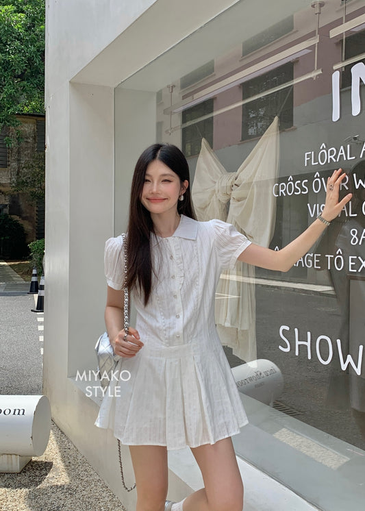 (DEFECT) Molly Short Sleeve Dress in White