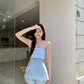 Linen summer short in Blue 短裤