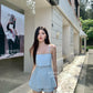 Linen summer short in Blue 短裤