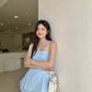 Linen summer short in Blue 短裤