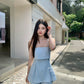 Linen summer short in Blue 短裤