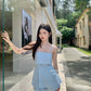 Linen summer short in Blue 短裤