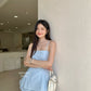 Linen summer short in Blue 短裤