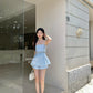 Linen summer short in Blue 短裤