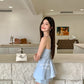 Linen summer short in Blue 短裤