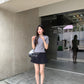 Esther Short Sleeve Knit Top in Grey 灰色针织上衣