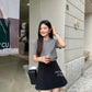 Esther Short Sleeve Knit Top in Grey 灰色针织上衣