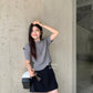Esther Short Sleeve Knit Top in Grey 灰色针织上衣