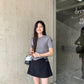 Esther Short Sleeve Knit Top in Grey 灰色针织上衣