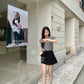 Esther Short Sleeve Knit Top in Grey 灰色针织上衣