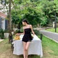 Linen summer short in Black 短裤