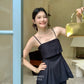 Linen summer short in Black 短裤