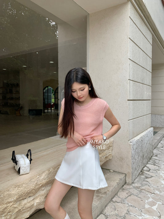 Caitlyn A Line Mini Skirt in White
