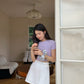 Anna Short Sleeve Crop Top in Purple