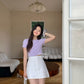 Anna Short Sleeve Crop Top in Purple