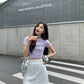 Anna Short Sleeve Crop Top in Purple