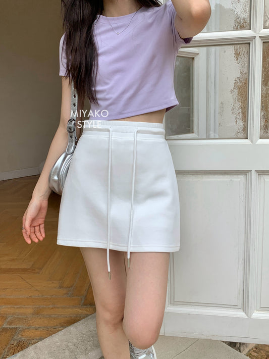 Anna Short Sleeve Crop Top in Purple