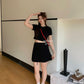 Anna Short Sleeve Crop Top in Black