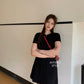 Anna Short Sleeve Crop Top in Black
