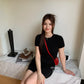Anna Short Sleeve Crop Top in Black