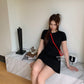 Anna Short Sleeve Crop Top in Black