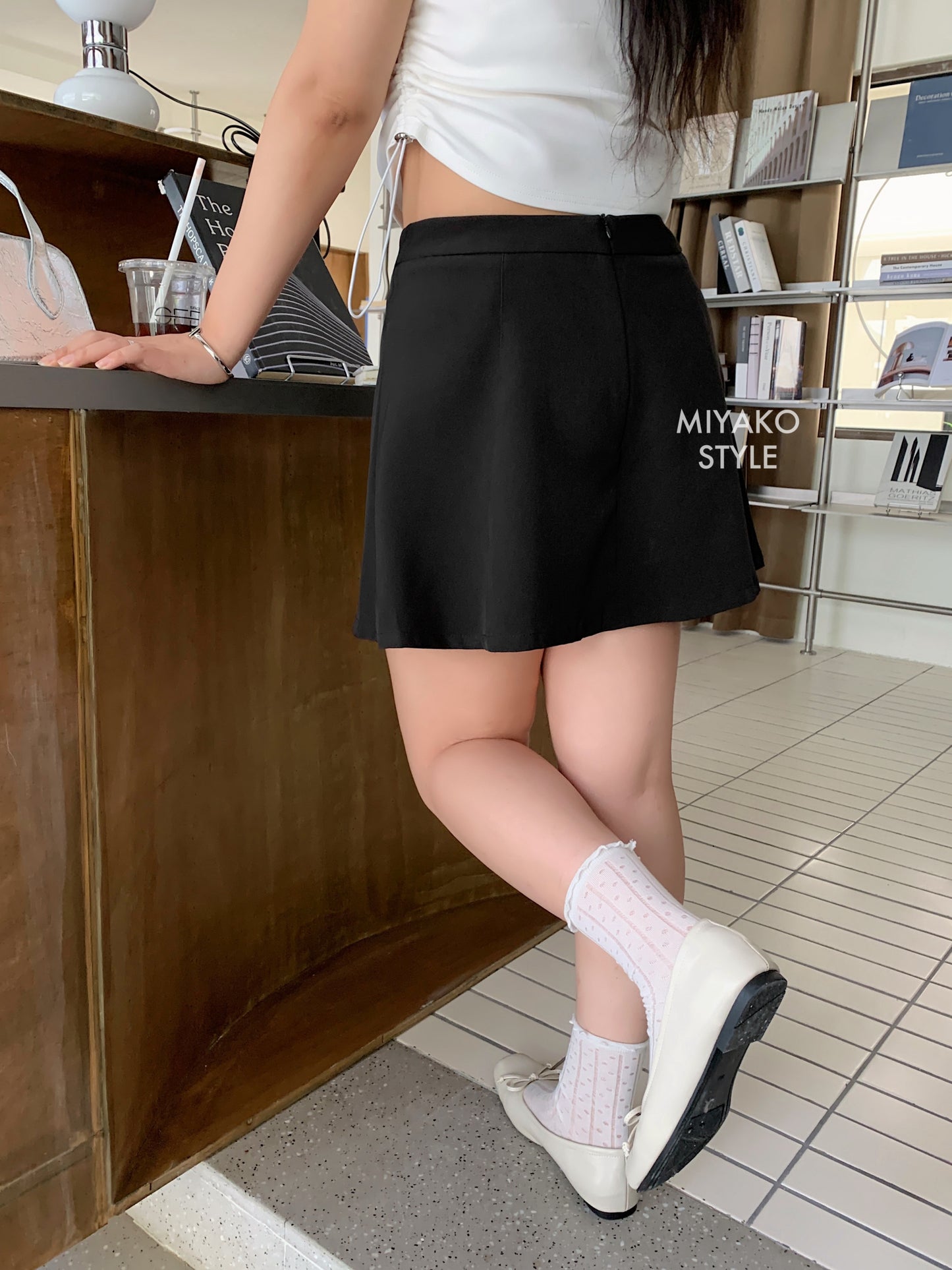 Caitlyn A Line Mini Skirt in Black