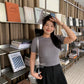 Esther Short Sleeve Knit Top in Grey 灰色针织上衣