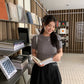 Esther Short Sleeve Knit Top in Grey 灰色针织上衣