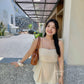 Linen Padded Cami Top in Beige