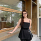 Linen summer short in Black 短裤