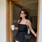 Linen summer short in Black 短裤