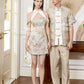 【万事如亿】Billionaire Embroidered Padded & Detachable Sleeve Mini Cheongsam Dress in Ash Beige 米灰色女装短款