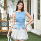 Miu Sleeveless Ribbon Top in Denim