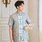 【万事如亿】Billionaire Premium Men Suit Cheongsam in Sea Blue 绿蓝色男唐装