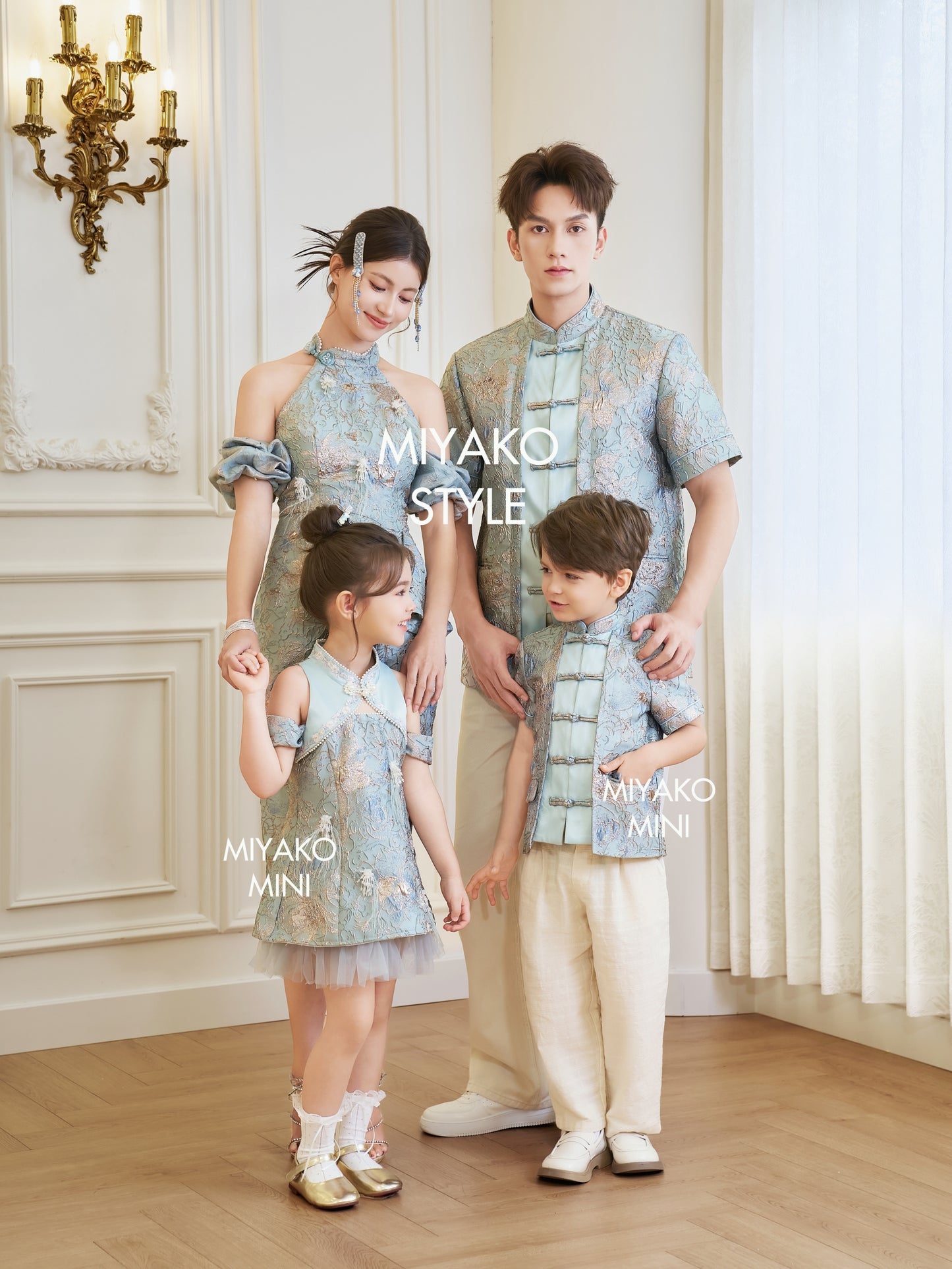 【万事如亿】Billionaire Padded & Detachable Sleeve Midi Cheongsam Dress in Sea Blue 绿蓝色女装长款