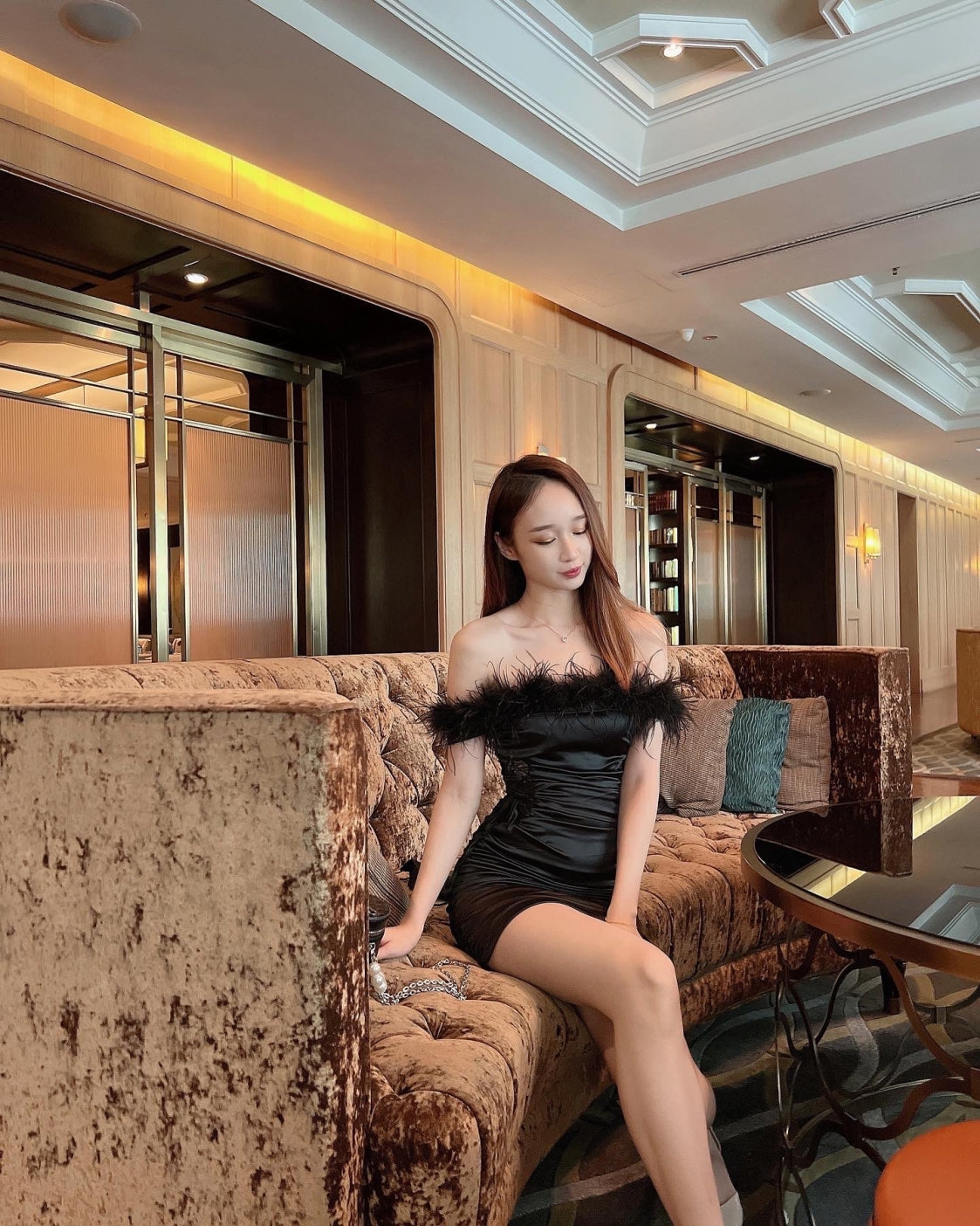 Kathleen furry off shoulder dress