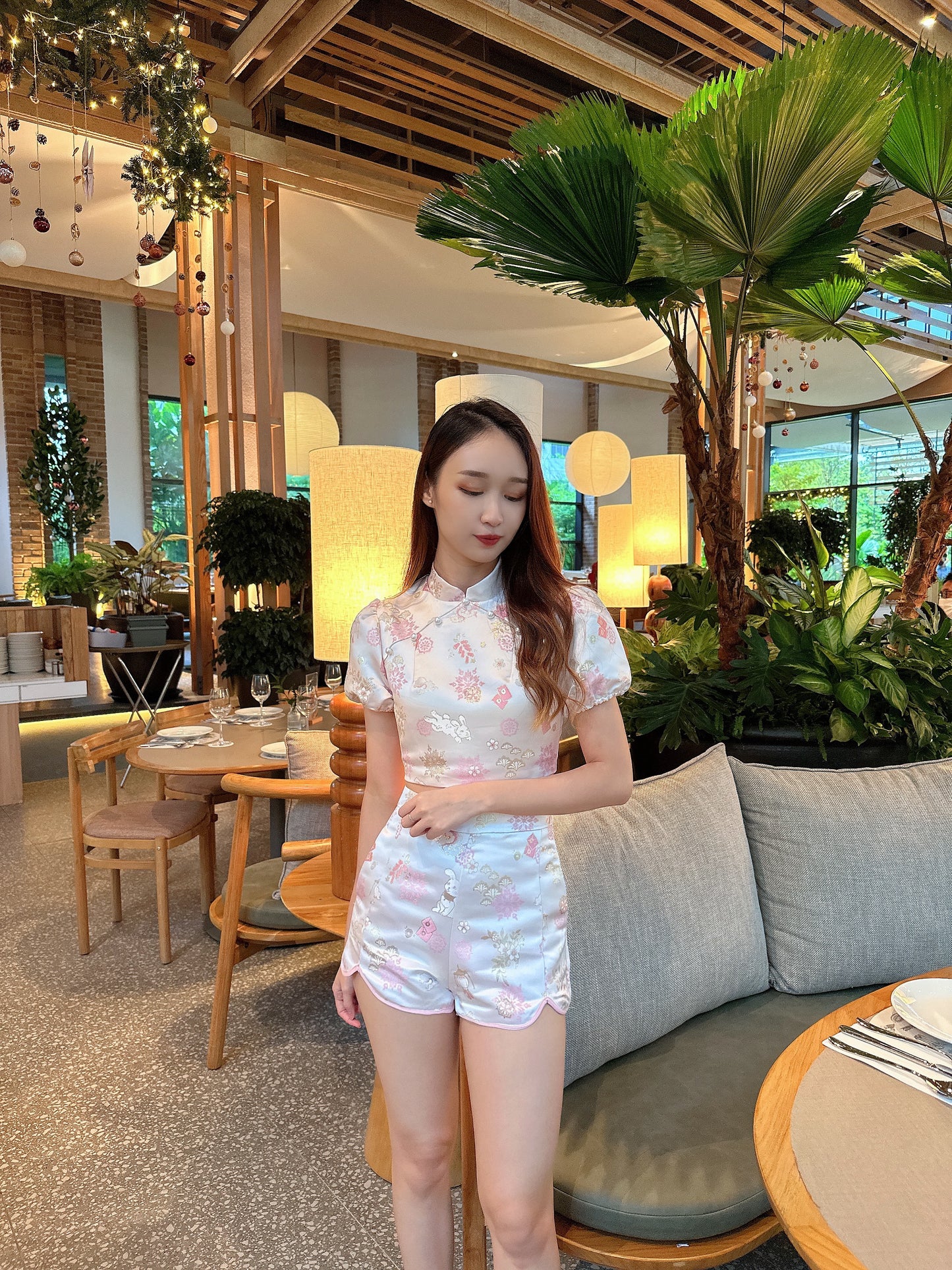 Connie Premium Bunny Cheongsam set in Pink