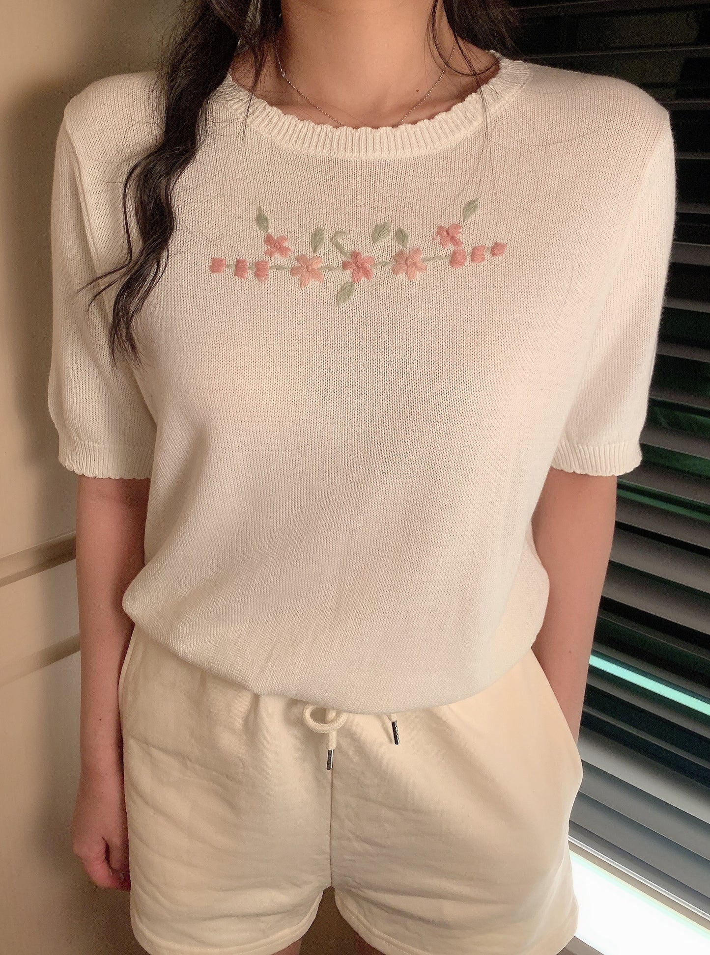 Frances embroidered top in white