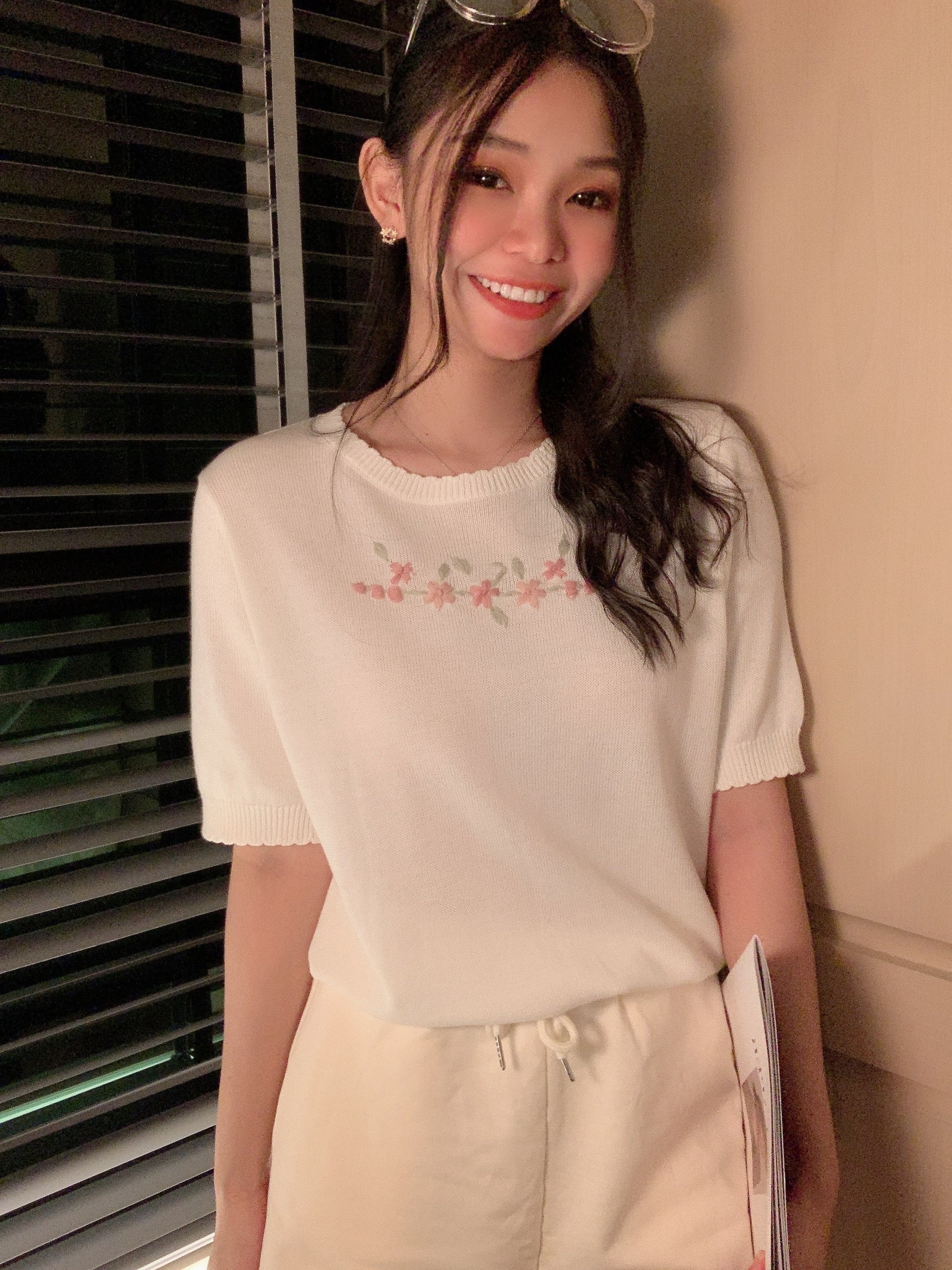 Frances embroidered top in white
