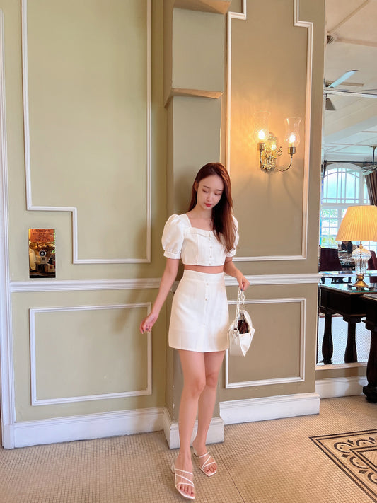 Chloe tweed set in White